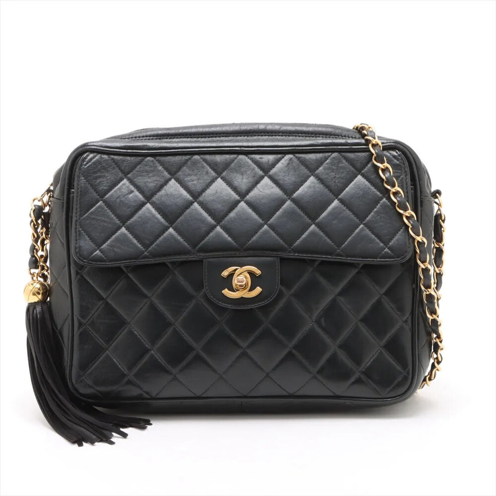 Chanel Matelassé Lambskin Leather Fringe Chain Shoulder Bag Tote for Women